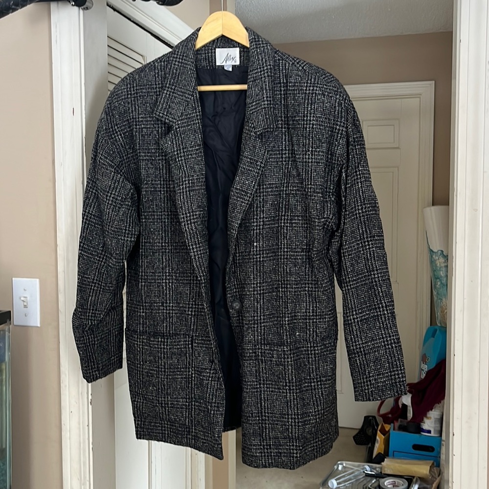 Alex Dark Gray Wool Blazer, Lined - image 1